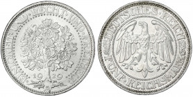 Kursmünzen
5 Reichsmark Eichbaum Silber 1927-1933
1929 A. fast Stempelglanz, Prachtexemplar. Jaeger 331.