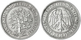 Kursmünzen
5 Reichsmark Eichbaum Silber 1927-1933
1929 D. gutes sehr schön, kl. Randfehler. Jaeger 331.