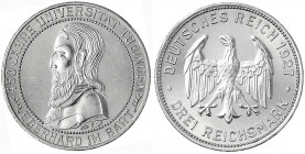 Gedenkmünzen
3 Reichsmark Tübingen
1927 F. prägefrisch/fast Stempelglanz. Jaeger 328.