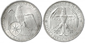 Gedenkmünzen
3 Reichsmark Waldeck
1929 A. vorzüglich/Stempelglanz. Jaeger 337.