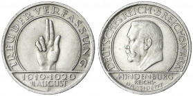 Gedenkmünzen
5 Reichsmark Schwurhand
1929 D. vorzüglich/Stempelglanz, kl. Kratzer. Jaeger 341.