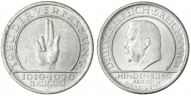 Gedenkmünzen
5 Reichsmark Schwurhand
1929 J. vorzüglich/Stempelglanz. Jaeger 341.