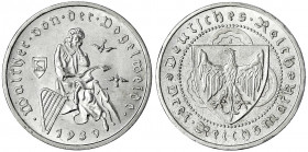 Gedenkmünzen
3 Reichsmark Vogelweide
1930 J. vorzüglich, prägebed. Randunebenheiten. Jaeger 344.