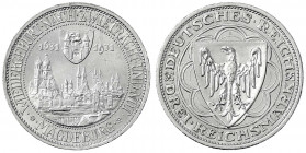 Gedenkmünzen
3 Reichsmark Magdeburg
1931 A. vorzüglich/Stempelglanz, min. Kratzer. Jaeger 347.
