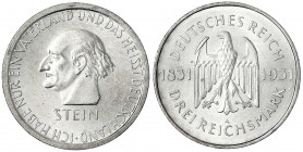 Gedenkmünzen
3 Reichsmark Stein Reichsfreiherr
1931 A. vorzüglich/Stempelglanz. Jaeger 348.