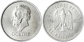 Gedenkmünzen
3 Reichsmark Goethe
1932 A. gutes vorzüglich, kl. Randfehler. Jaeger 350.