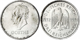 Gedenkmünzen
3 Reichsmark Goethe
1932 D. fast Stempelglanz. Jaeger 351.