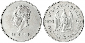 Gedenkmünzen
3 Reichsmark Goethe
1932 D. vorzüglich. Jaeger 351.