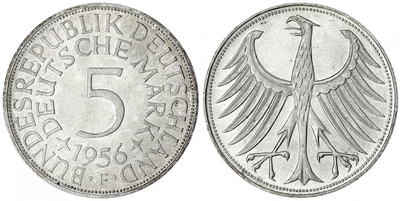 Kursmünzen
5 Deutsche Mark Silber 1951-1974
1956 F. fast Stempelglanz, Prachte...