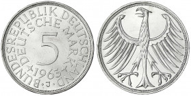 Kursmünzen
5 Deutsche Mark Silber 1951-1974
1963 J. prägefrisch/fast Stempelglanz. Jaeger 387.