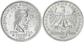 Gedenkmünzen
5 Deutsche Mark, Silber, 1952-1979
Schiller 1955 F. vorzüglich, kl. Kratzer, etwas fleckig. Jaeger 389.