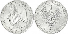 Gedenkmünzen
5 Deutsche Mark, Silber, 1952-1979
Fichte 1964 J. fast Stempelglanz/Erstabschlag. Jaeger 393.