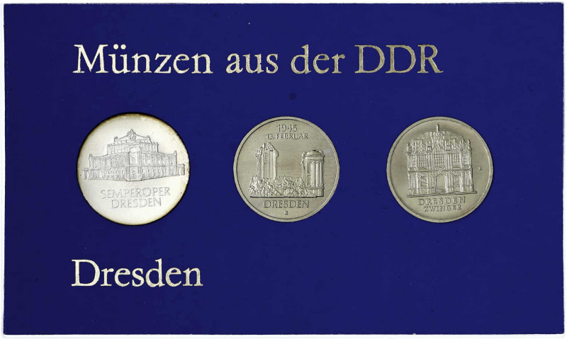 Gedenkmünzen der DDR
Themensatz "Dresden" mit 5 Mark 1985 Zwinger und Frauenkir...