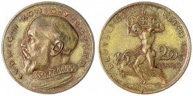 Kaiserreich
Bayern
20 Mark 1913, von Karl Goetz, München. Bronze. 4,98 g.
vorzüglich/Stempelglanz. Schaaf 202/G1.