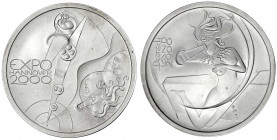 Bundesrepublik Deutschland
Probe v. Victor Huster zu 10 DM in Silber 2000 EXPO Hannover. Glatter Rand mit Nummerierung. 34,5 mm, 25,23 g.
Stempelgla...
