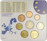 Bundesrepublik Deutschland
Original eingeschweißter Kursmünzensatz der BRD 2002 F Stuttgart. Anstelle des 2 Cent der BRD ist ein 2 Cent Luxemburg int...