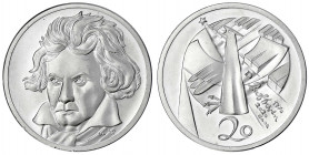 Bundesrepublik Deutschland
Huster-Probe zum 20 Euro 2020 Beethoven in Silber. 29,16 g. Exemplar Nr. 14 von 280.
prägefrisch, kl. Randfehler
