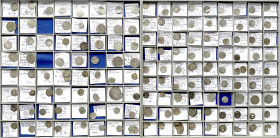 Deutsche Münzen bis 1871
2 Bebaschuber mit ca. 153 Silbermünzen des 14. bis 16. Jh. Viel Pommern, Mecklenburg, Hansestädte (Wismar, Lübeck, Bremen, S...