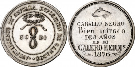 1876. Alfonso XII. Sevilla. Exposición de Ganados. Medalla. (Ruiz Trapero 808) (V. 845). Inscripción grabada en reverso. Golpecitos. Ex Áureo 16/12/20...