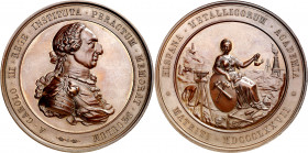 1877. Alfonso XII. Madrid. Conmemoración del Centenario de la Academia de Minería. Medalla. (RAH 677 y 678) (Ruiz Trapero 817) (V. 474). Bella. Copia ...