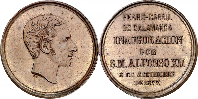 1877. Alfonso XII. Salamanca. Inauguración del Ferrocarril. Medalla. (RAH 676) (...