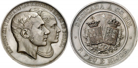 1878. Alfonso XII. Barcelona. Matrimonio del rey con doña María de las Mercedes. Medalla. (Cru.Medalles 670) (Ruiz Trapero 831) (V. 477) (V.Q. 14396 v...