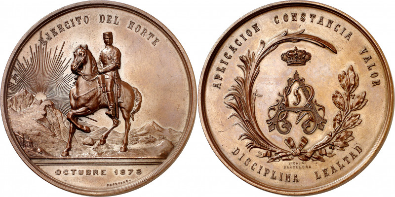 1878. Alfonso XII. Barcelona. Al ejército del Norte. Medalla. (RAH 693) (Ruiz Tr...