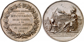1878. Alfonso XII. Recuerdo de la visita de S. M. a la Exposición Universal de París. Medalla. (Ruiz Trapero 838) (V. 482). Grabador: F. Sala. Golpes ...