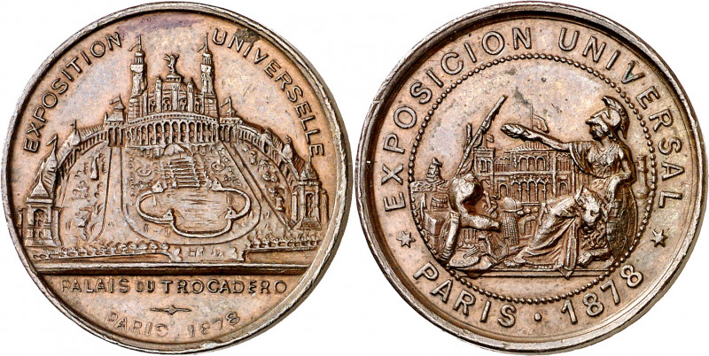 1878. Alfonso XII. Exposición Universal de París. Medalla. Variante en módulo. G...