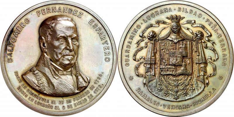 1879. Alfonso XII. Conmemoración de la muerte del general Espartero. Medalla. (C...