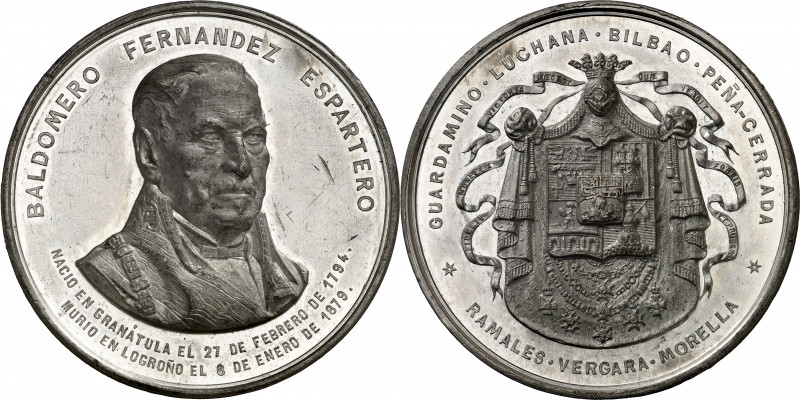 1879. Alfonso XII. Conmemoración de la muerte del general Espartero. Medalla. (C...