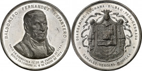 1879. Alfonso XII. Conmemoración de la muerte del general Espartero. Medalla. (Cano 140) (Ruiz Trapero 860 var metal) (V. 484 var metal). Grabador: E....