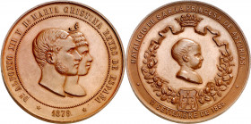 1880. Alfonso XII. Nacimiento de la princesa de Asturias. Medalla. (Ruiz Trapero 882) (V. 493) (V.Q. 14406). Grabador: F. Sala. Bella. Bronce. 73,58 g...