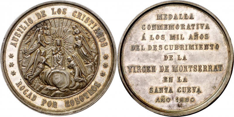 1880. Alfonso XII. Barcelona. Milenario del descubrimiento de la Virgen de Monts...