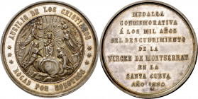 1880. Alfonso XII. Barcelona. Milenario del descubrimiento de la Virgen de Montserrat. Medalla. (Cru.Medalles 678) (V.Q. 14405 var metal). Grabador: F...