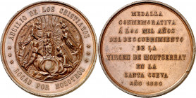 1880. Alfonso XII. Barcelona. Milenario del descubrimiento de la Virgen de Montserrat. Medalla. (Cru.Medalles 678a) (V.Q. 14405). Grabador: F. Vidal. ...