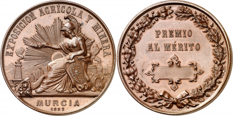 1882. Alfonso XII. Murcia. Exposición Agrícola y Minera. Premio al Mérito Medall...