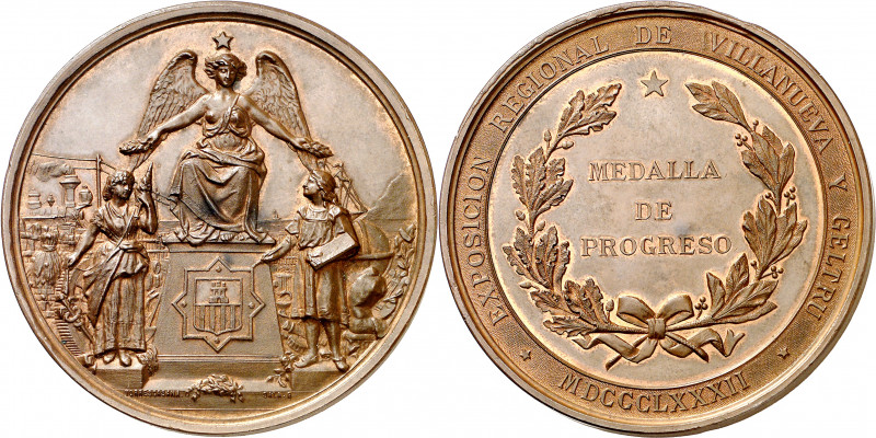 1882. Alfonso XII. Vilanova i La Geltrú. Exposición Regional. Medalla. (Cru.Meda...