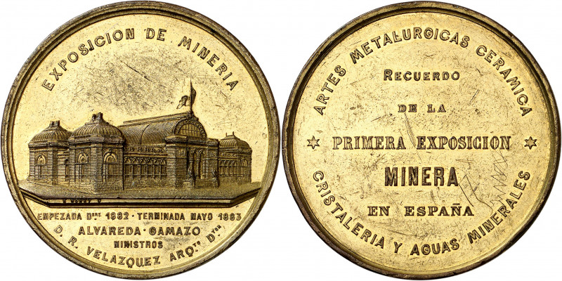 1883. Alfonso XII. Primera Exposición Minera. Medalla. (Ruiz Trapero 922) (V. 51...