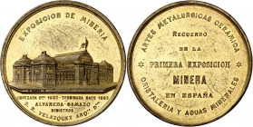 1883. Alfonso XII. Primera Exposición Minera. Medalla. (Ruiz Trapero 922) (V. 514). Grabador: E. Noney y Gálvez. Rayitas. Ex Colección Valentín de Cés...