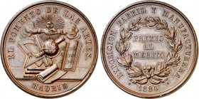 1884. Alfonso XII. Madrid. Exposición Fabril y Manufacturera. Premio al Mérito. Medalla. (Ruiz Trapero 932) (V. 854). Grabador: G. Sellán. Marca en ca...