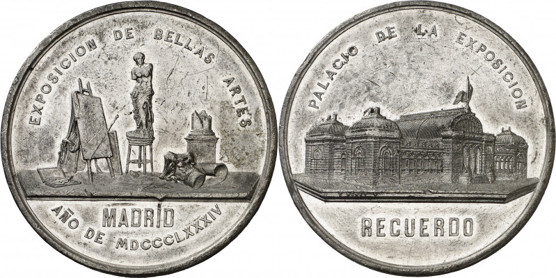 1884. Alfonso XII. Madrid. Recuerdo de la Exposición de Bellas Artes. Medalla. R...