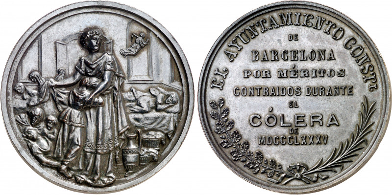 1885. Alfonso XII. Barcelona. Méritos contraídos durante la epidemia de cólera. ...