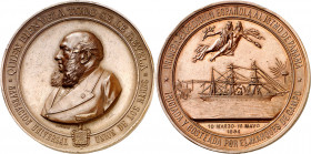 1886. Alfonso XIII. Expedición al Itsmo de Panamá. Medalla. (Cru.Medalles 735) (V. 531). Grabadores: E. Arnau y Castells. Golpecitos. Bronce. 103,72 g...