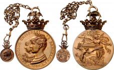 1888. Alfonso XIII. Barcelona. Exposición Universal. Medalla. (Cru.Medalles 760a y 761) (V. 857 var). Grabadores: J. Solà, E. Arnau y Castells. En est...