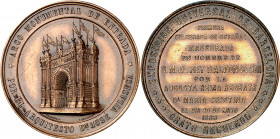 1888. Alfonso XIII. Barcelona. Arco de entrada a la Exposición Universal. Medalla. (Cru.Medalles 775) (V. 858 var metal y módulo). Grabadores: Carrasc...