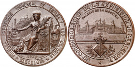 1888. Alfonso XIII. Barcelona. Exposición Universal. Medalla. (Cru.Medalles 766). Grabadores: F. Barba y J. Morató. Bella. Ex Colección Jordana de Poz...
