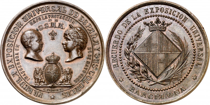 1888. Alfonso XIII. Barcelona. Recuerdo de la Exposición Universal. Medalla. (Cr...