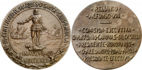 1891. Alfonso XIII. Madrid. Monumento al marqués de Santa Cruz de Mudela. Medalla. Muy rara. Bronce fundido. 466 g. Ø119 mm. EBC.