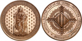 1893. Alfonso XIII. Restauración de la basílica de Santa María de Ripoll. Medalla. (Cru.Medalles 865). Grabador: R. Gelabert. Bella. Bronce. 104,90 g....